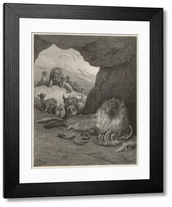 Framed Print : The Sick Lion & the Fox Framed Print : The Sick Lion & the Fox