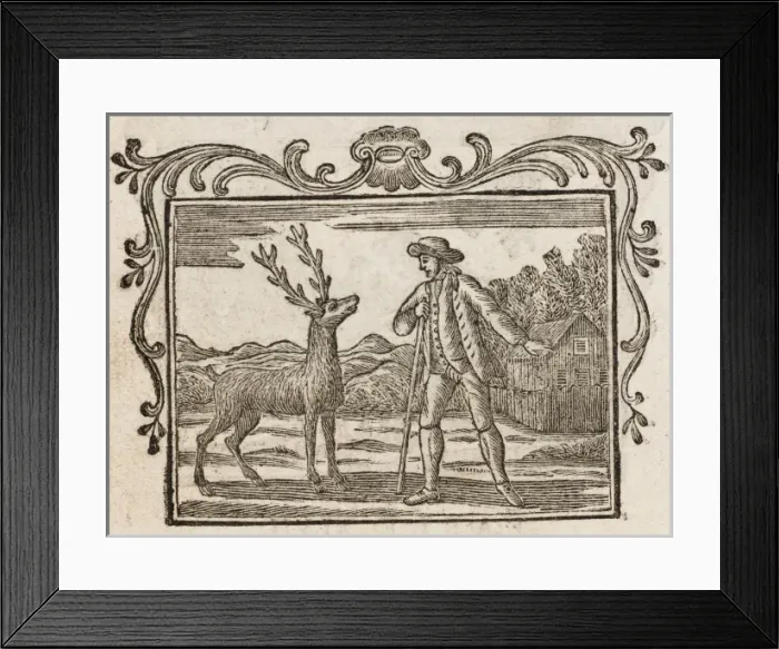 Framed Print : Fable / Farmer & Stag Framed Print : Fable / Farmer & Stag