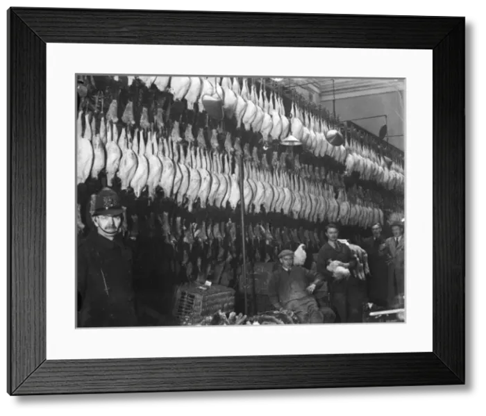 Framed Print : Turkeys in Poulterers Framed Print : Turkeys in Poulterers