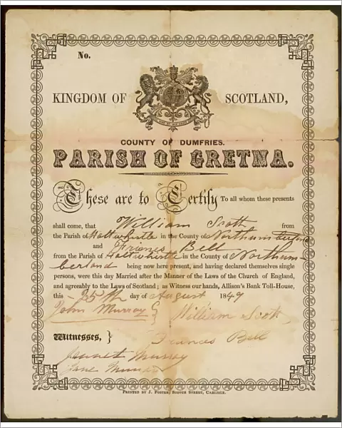 Gretna Green Certificate