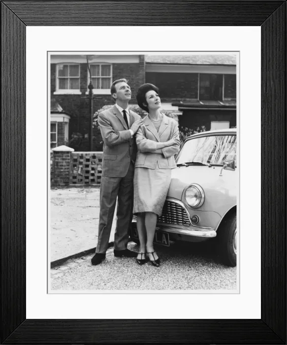 Framed Print : Couple with Car Framed Print : Couple with Car