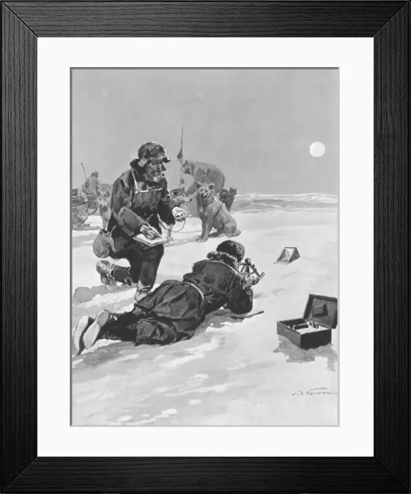 Framed Print : Roald Amundsen calculating his position, South Pole, 1911 Framed Print : Roald Amundsen calculating his position, South Pole, 1911