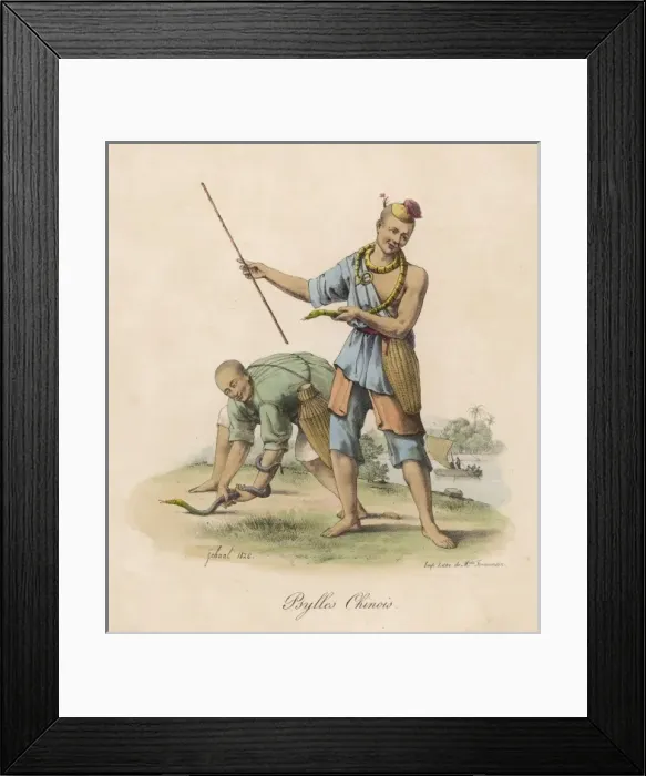 Framed Print : Snake Handlers - China Framed Print : Snake Handlers - China