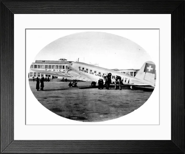 Framed Print : Swissair Aeroplane at Zurich Airport, 1936 Framed Print : Swissair Aeroplane at Zurich Airport, 1936