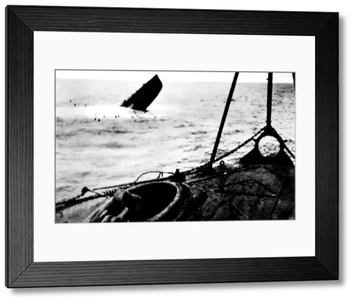 Framed Print : Republican Submarine B. 6 sinking off Corunna; Spanish Civi
