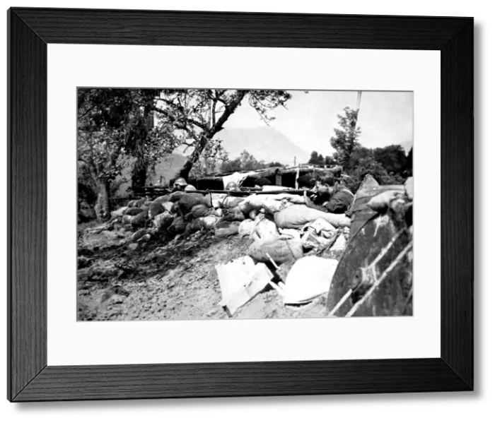 Framed Print : Republican Troops in a fortified position, near San Sebastia Framed Print : Republican Troops in a fortified position, near San Sebastia