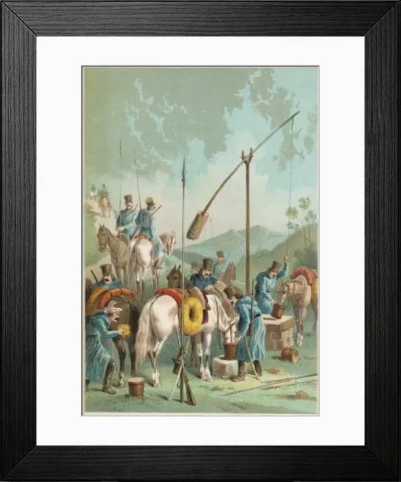 Framed Print : Watering Cossack Horses Framed Print : Watering Cossack Horses