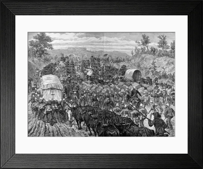 Framed Print : The Zulu war. The military evacuation of Zululand, a block o Framed Print : The Zulu war. The military evacuation of Zululand, a block o
