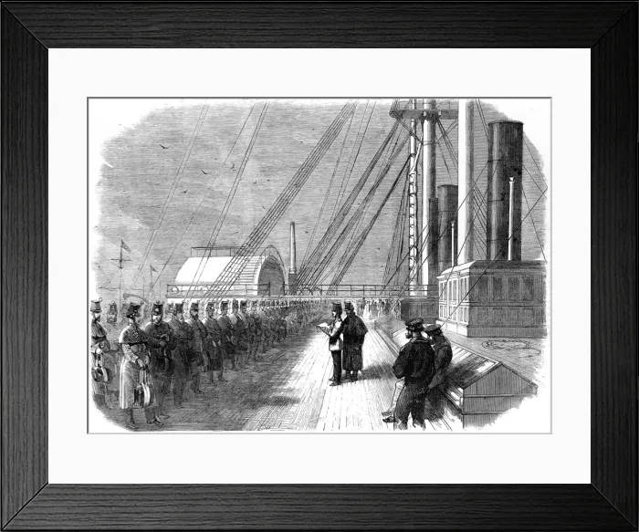 Framed Print : American Civil war. Calling the roll on board the Great East Framed Print : American Civil war. Calling the roll on board the Great East