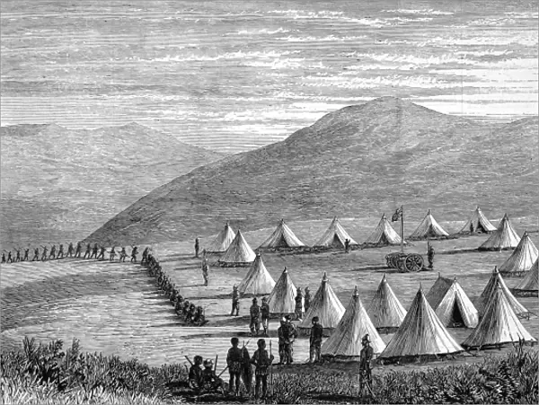 The Zulu war. Sir Garnet Wolseleys camp at Ulundi. Zulus co
