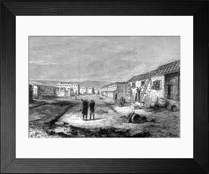 Framed Print : Zulu war sketches by our special artist. Interior of the old Framed Print : Zulu war sketches by our special artist. Interior of the old