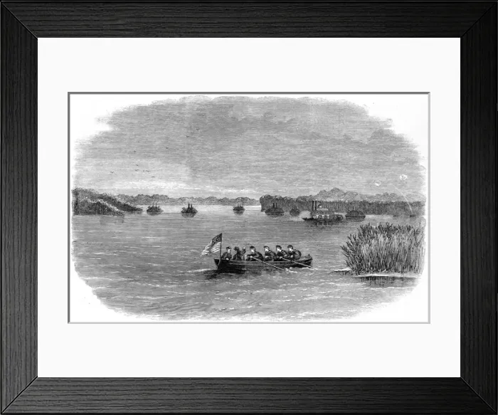 Framed Print : Illustrations of the American Civil war. Federal flotilla on Framed Print : Illustrations of the American Civil war. Federal flotilla on