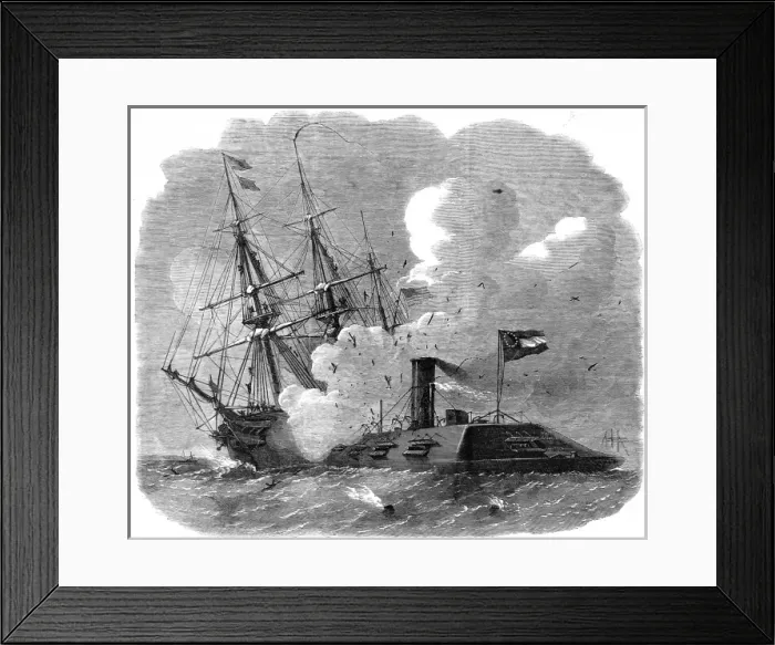 Framed Print : The Civil War in America: naval engagement in Hampton Roads Framed Print : The Civil War in America: naval engagement in Hampton Roads