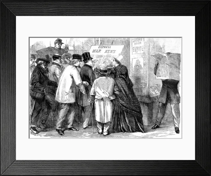 Framed Print : American civil war; reading the war news in Broadway, New Yo Framed Print : American civil war; reading the war news in Broadway, New Yo