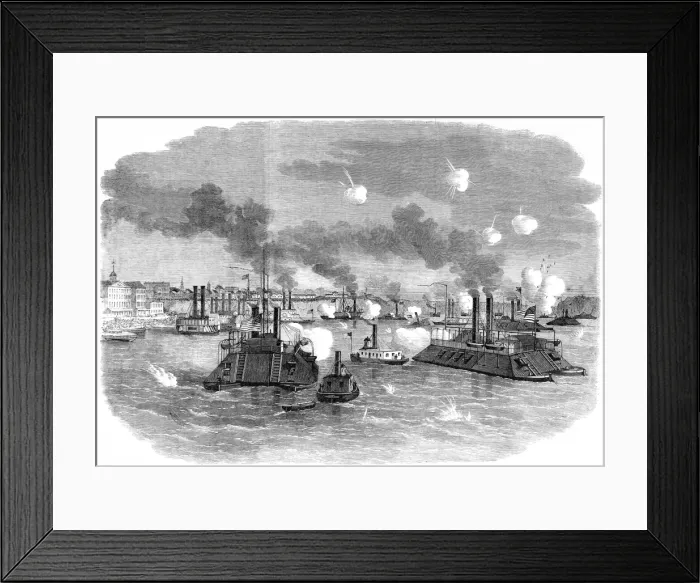 Framed Print : The Civil War in America: destruction of the Confederate flo Framed Print : The Civil War in America: destruction of the Confederate flo
