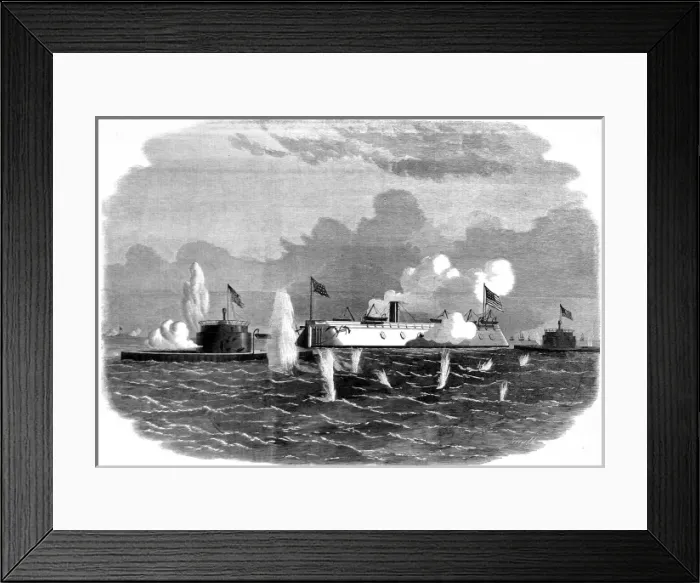 Framed Print : The civil war in America. Confederate ships in battle Framed Print : The civil war in America. Confederate ships in battle