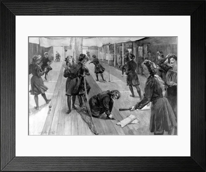 Framed Print : Women Cricketers using Indoor Nets, St. Brides Institute, 1 Framed Print : Women Cricketers using Indoor Nets, St. Brides Institute, 1