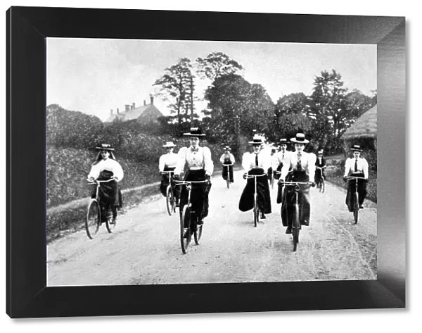 Victorian Women Cyclists Descending a Hill, c. 1898