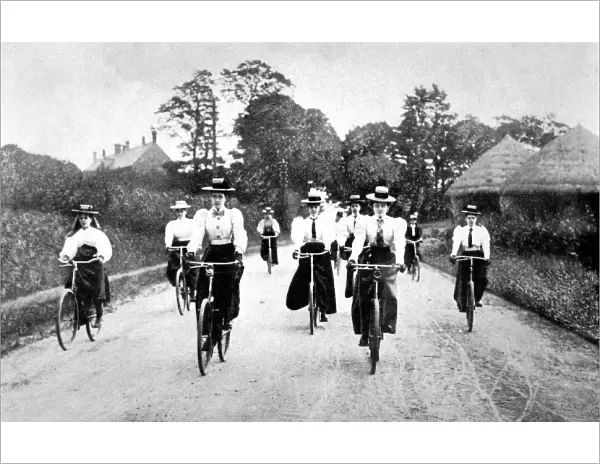 Victorian Women Cyclists Descending a Hill, c. 1898