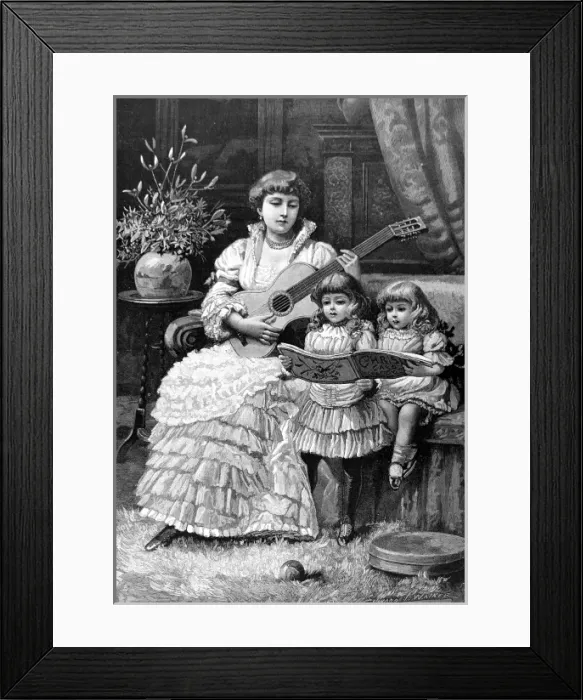 Framed Print : Christmas Carols in a Victorian Household, 1885 Framed Print : Christmas Carols in a Victorian Household, 1885