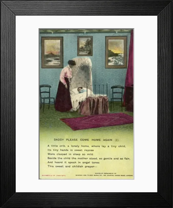 Framed Print : Child Prays for Father Framed Print : Child Prays for Father