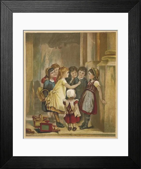 Framed Print : Children Talking C1880 Framed Print : Children Talking C1880