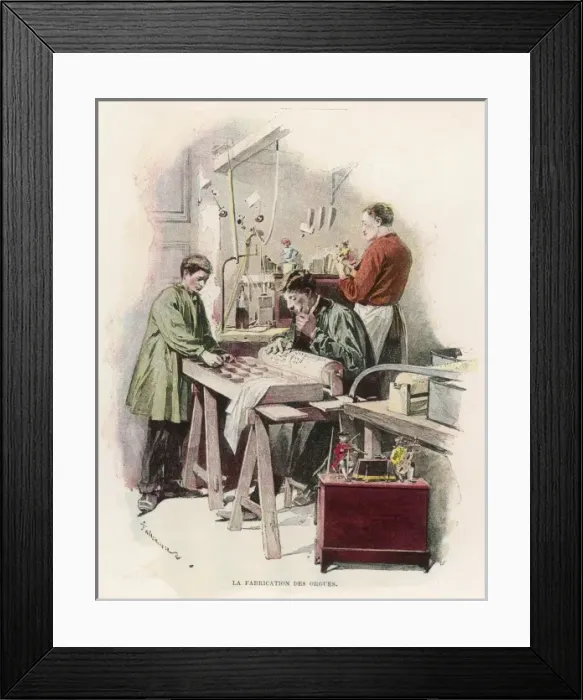 Framed Print : Making Music Boxes 1890 Framed Print : Making Music Boxes 1890