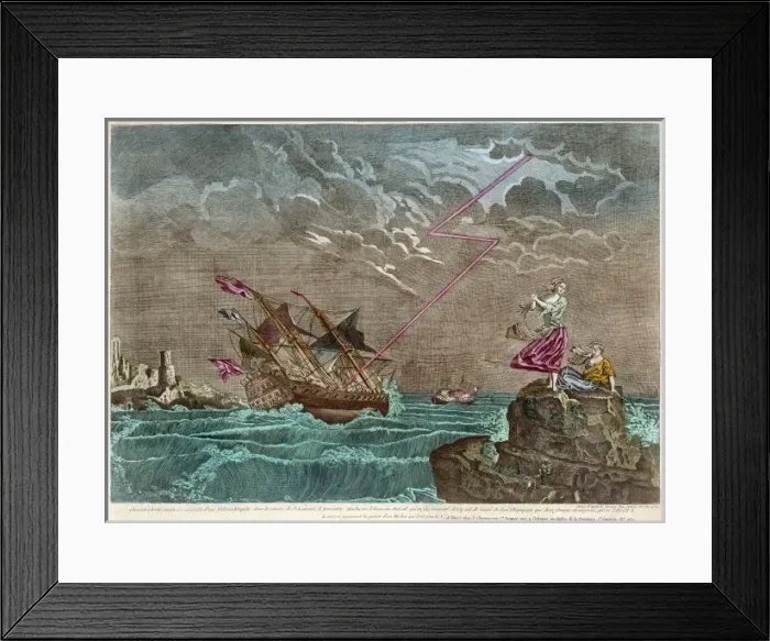 Framed Print : Ship Hit by Lightning Framed Print : Ship Hit by Lightning