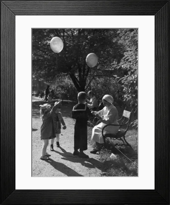 Framed Print : Nanny in Park / Balloons Framed Print : Nanny in Park / Balloons