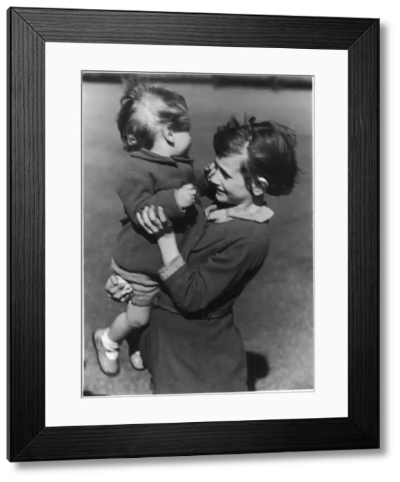 Framed Print : Young Girl Minds Toddler Framed Print : Young Girl Minds Toddler