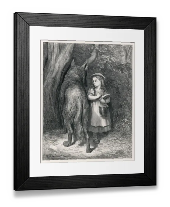 Framed Print : Riding Hood & Wolf / Dore Framed Print : Riding Hood & Wolf / Dore