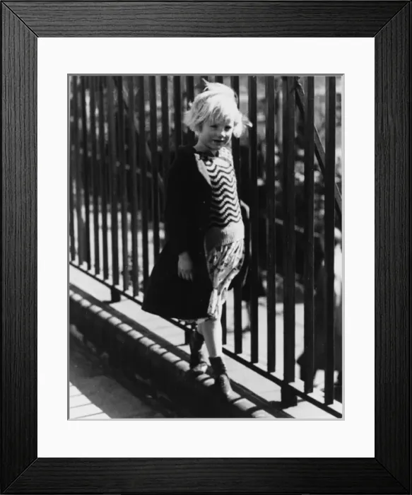 Framed Print : Blonde Girl / Railings Framed Print : Blonde Girl / Railings