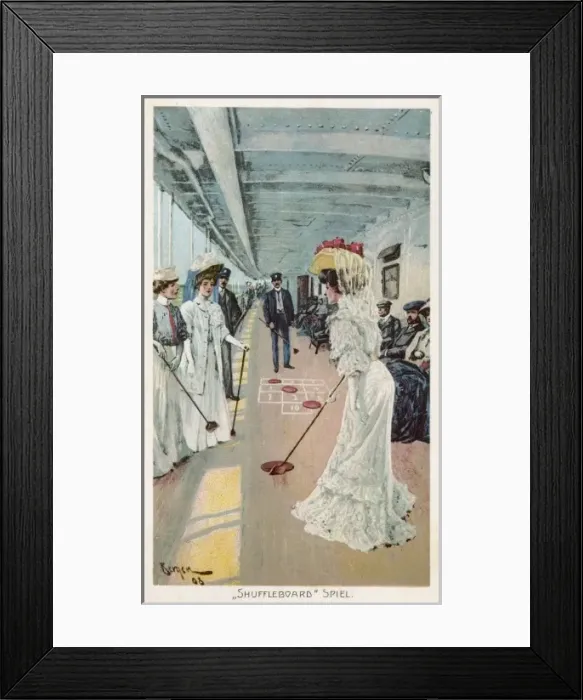 Framed Print : Shuffleboard on a Liner Framed Print : Shuffleboard on a Liner