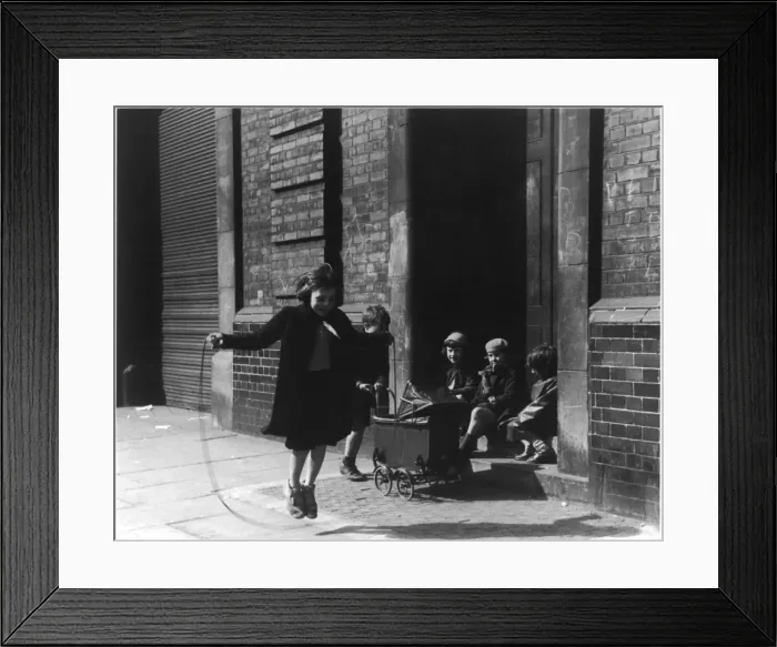 Framed Print : Girl Skipping / Friends Framed Print : Girl Skipping / Friends