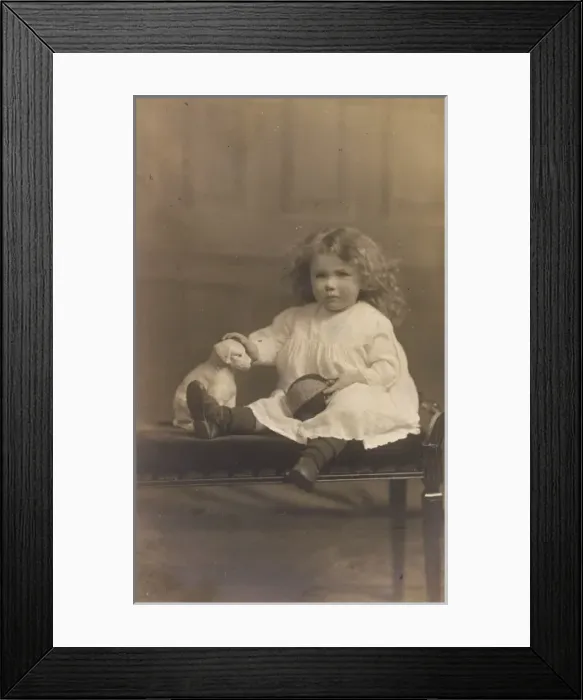 Framed Print : Little Girl and Toy Dog Framed Print : Little Girl and Toy Dog