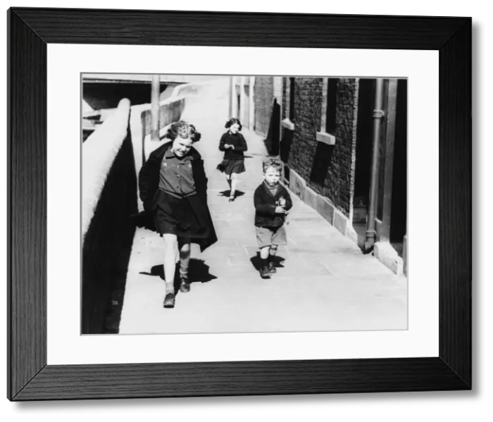 Framed Print : Three Children / Pavement Framed Print : Three Children / Pavement