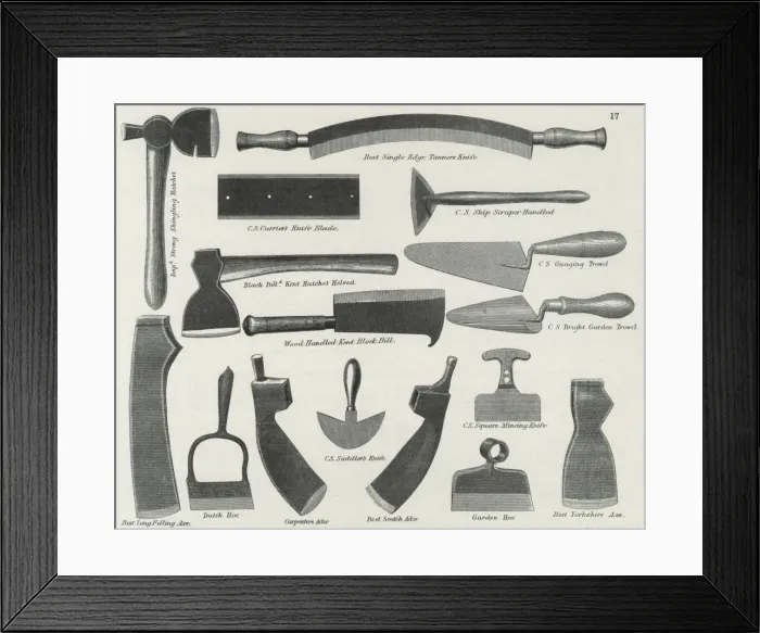 Framed Print : Tools / Knives Etc / 1889 Framed Print : Tools / Knives Etc / 1889