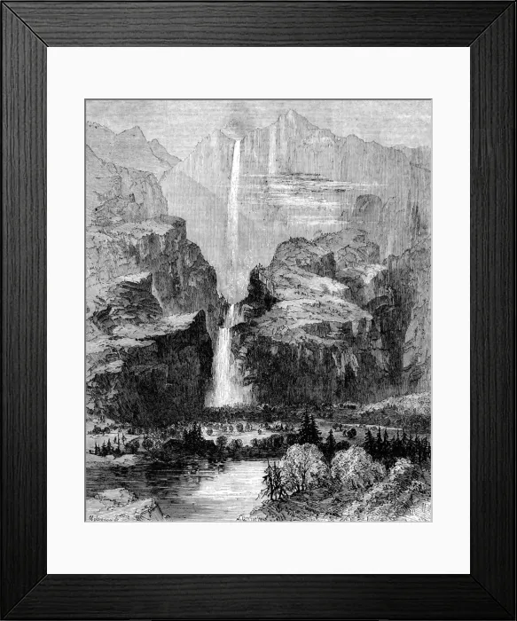 Framed Print : America. The Yohamite Falls, Mariposa County, California