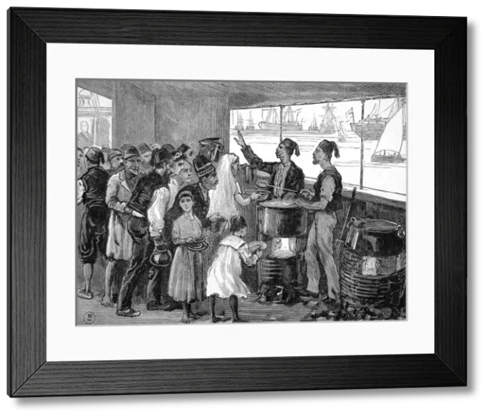 Framed Print : Serving food on the Refugee Ship North Britain, 1882 Framed Print : Serving food on the Refugee Ship North Britain, 1882
