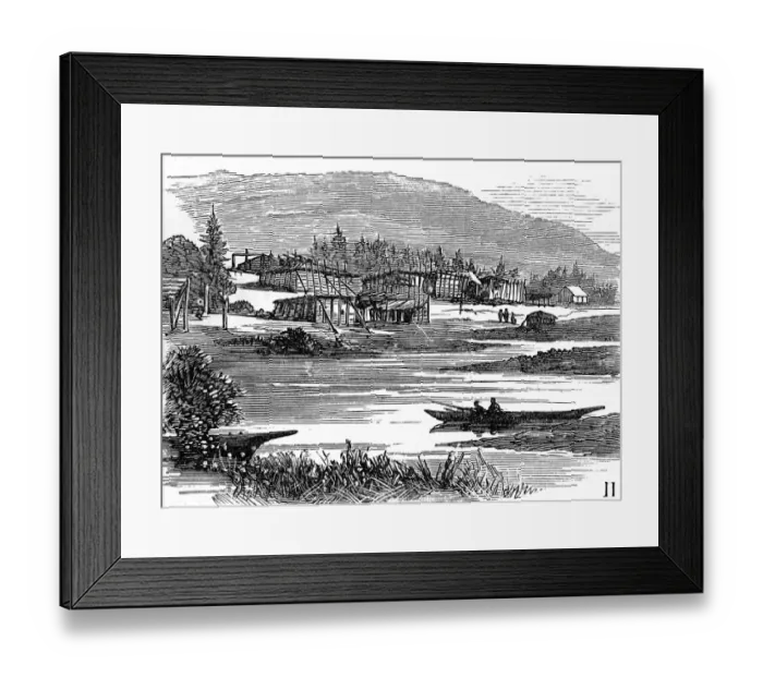 Framed Print : Native American Indian Village, British Columbia, 1882 Framed Print : Native American Indian Village, British Columbia, 1882