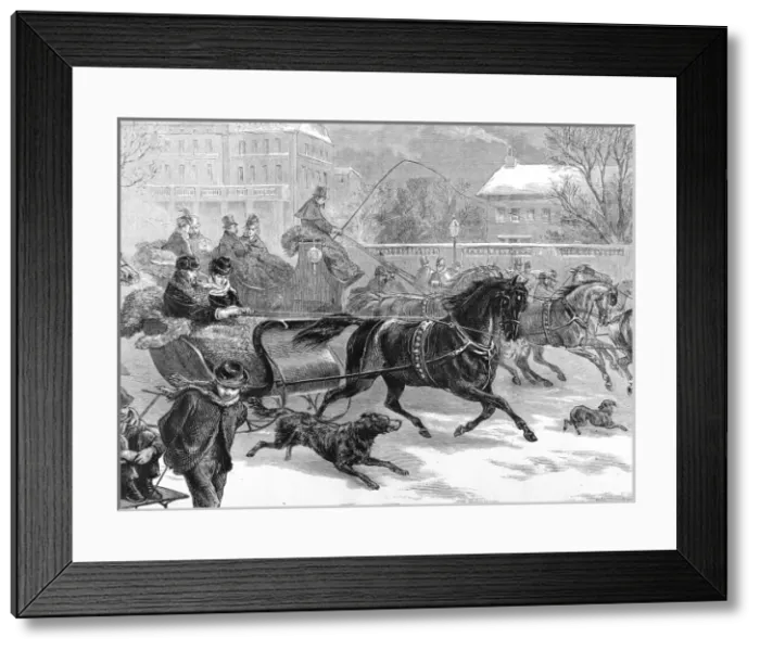 Framed Print : Sleighing at Harlem, New York, 1873 Framed Print : Sleighing at Harlem, New York, 1873