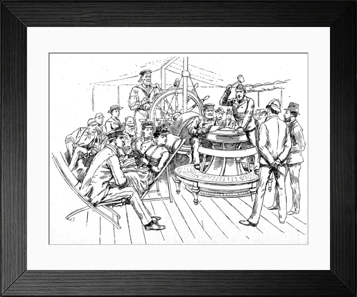 Framed Print : Passengers on the deck of a Trans-Atlantic steamer, 1888 Framed Print : Passengers on the deck of a Trans-Atlantic steamer, 1888