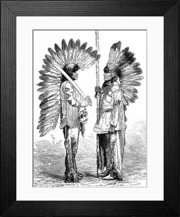Framed Print : American Indian. Mew Mexico and Colorado. Crow dancers in fe Framed Print : American Indian. Mew Mexico and Colorado. Crow dancers in fe