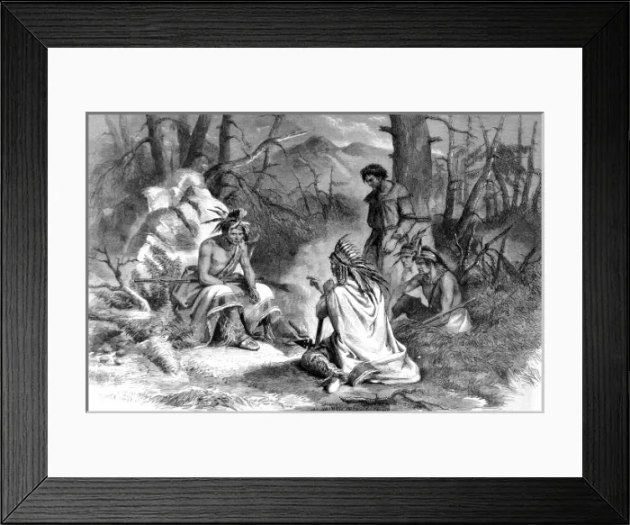 Framed Print : American Indians. North American Indians holding council on Framed Print : American Indians. North American Indians holding council on