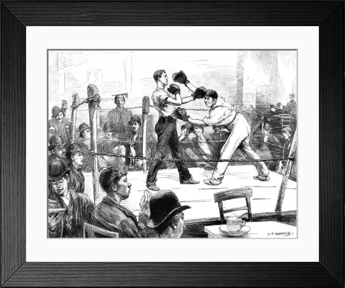 Framed Print : Boxing Match at a Mens Club, London, 1889 Framed Print : Boxing Match at a Mens Club, London, 1889