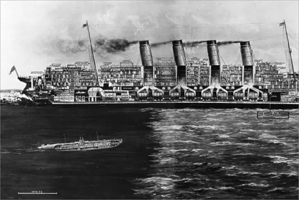 Sectional drawing of the Lusitania
