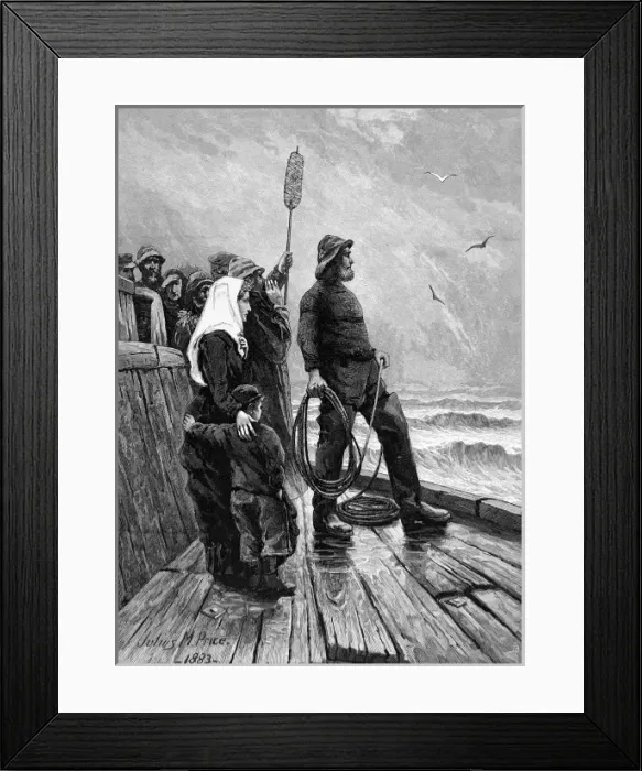 Framed Print : Fisherman and Family looking out to sea Framed Print : Fisherman and Family looking out to sea