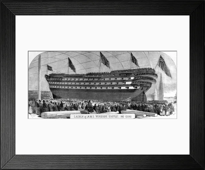 Framed Print : Launch of HMS Windsor Castle, September 1852 Framed Print : Launch of HMS Windsor Castle, September 1852