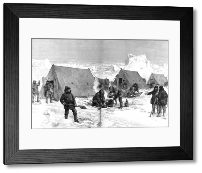 Framed Print : A Sledging Party Camping for the Night, British Arctic Exped Framed Print : A Sledging Party Camping for the Night, British Arctic Exped