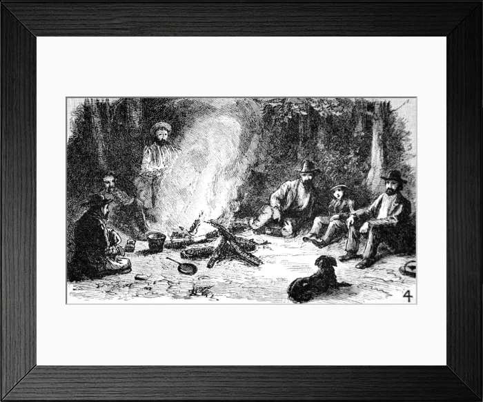 Framed Print : Camp Fire, Yellowstone National Park, 1883 Framed Print : Camp Fire, Yellowstone National Park, 1883
